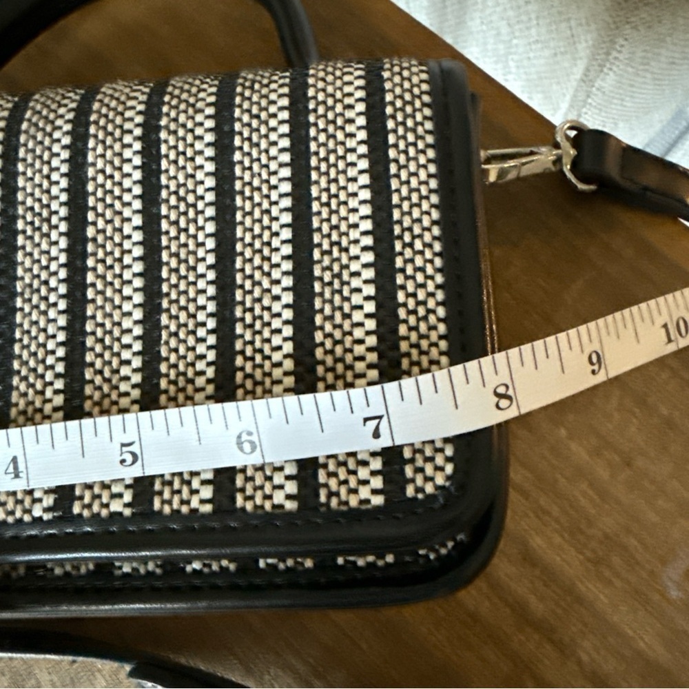 Zara Fabric Crossbody Clutch Bag Black/white/tan - Picture 10 of 10